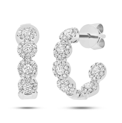 0.90 Ctw 14k White Gold Diamond Hoop Earring