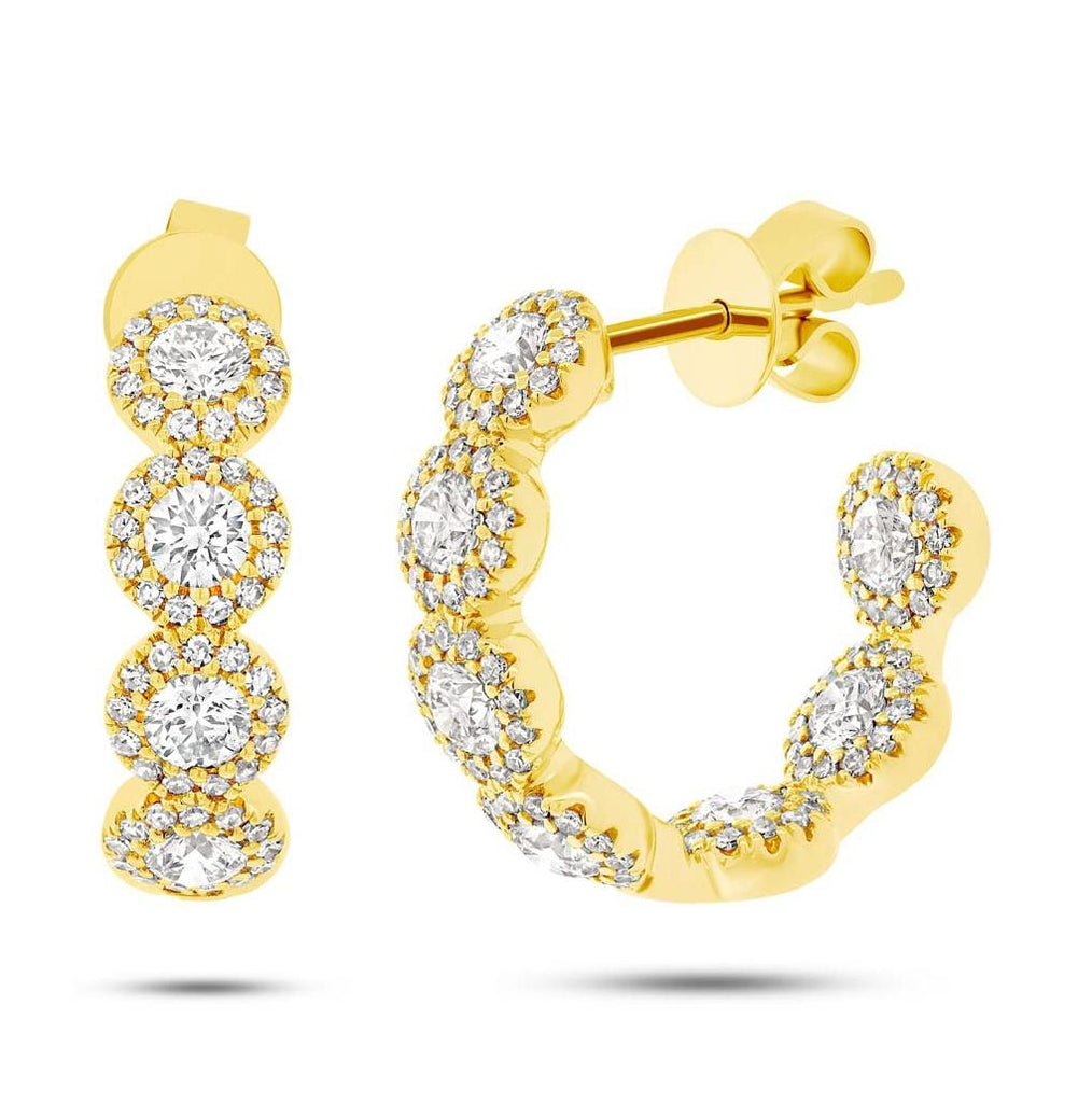 1.84 Ctw 14k Yellow Gold Diamond Hoop Earring