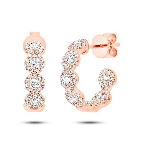 1.15 Ctw 14k Rose Gold Diamond Hoop Earring