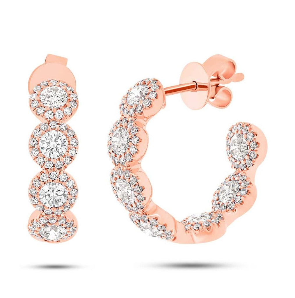 1.84 Ctw 14k Rose Gold Diamond Hoop Earring