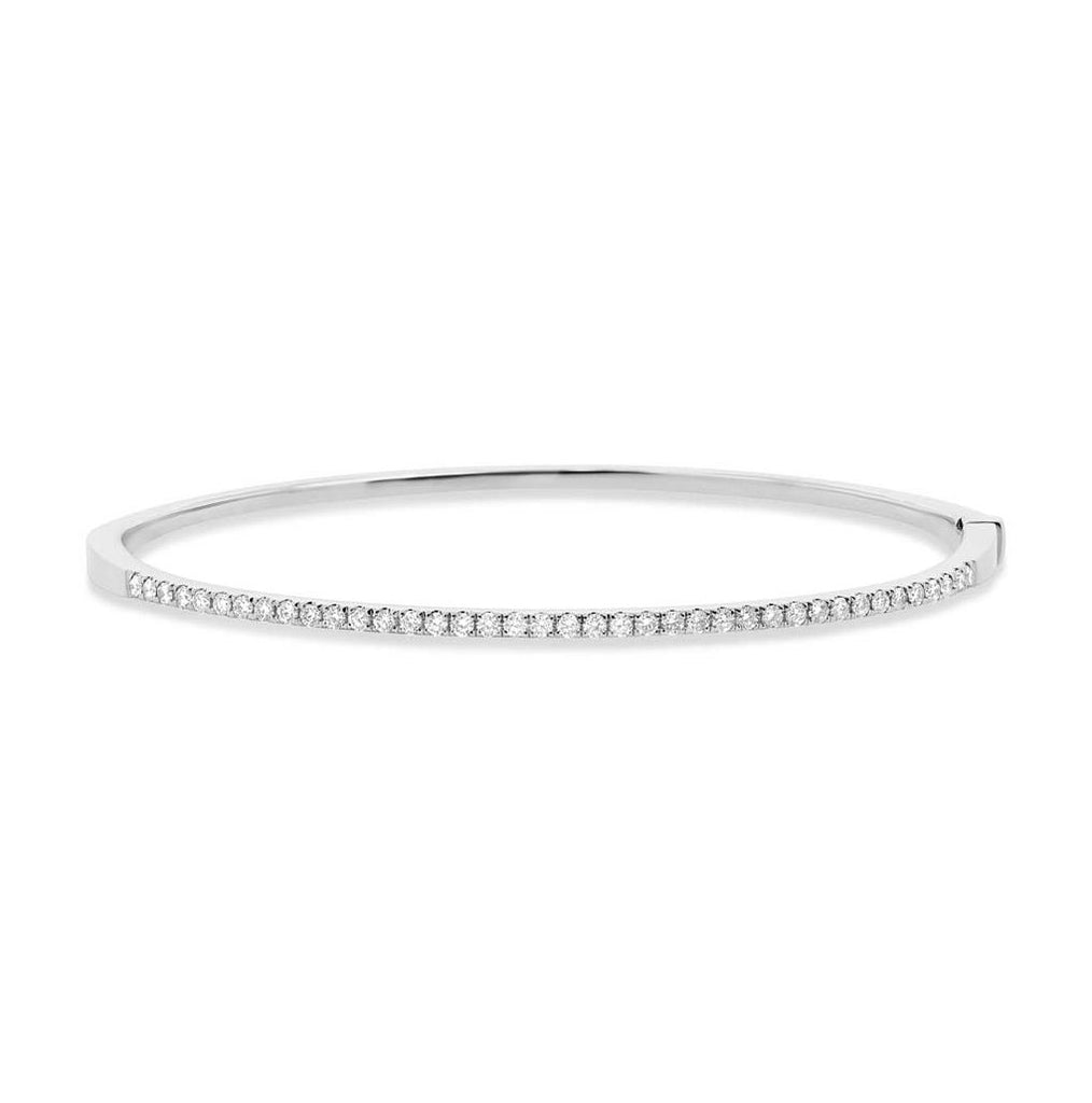 0.62 Ctw 14k White Gold Diamond Bangle Bracelet