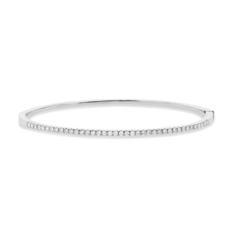 0.62 Ctw 14k White Gold Diamond Bangle Bracelet