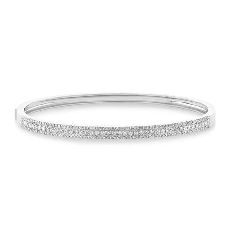 0.90 Ctw 14k White Gold Diamond Bangle Bracelet