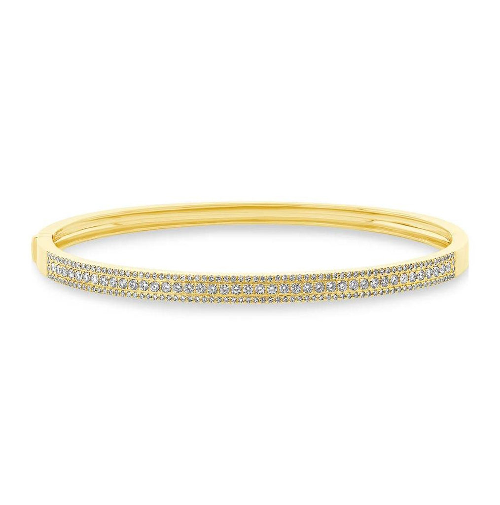 0.90 Ctw 14k Yellow Gold Diamond Bangle Bracelet