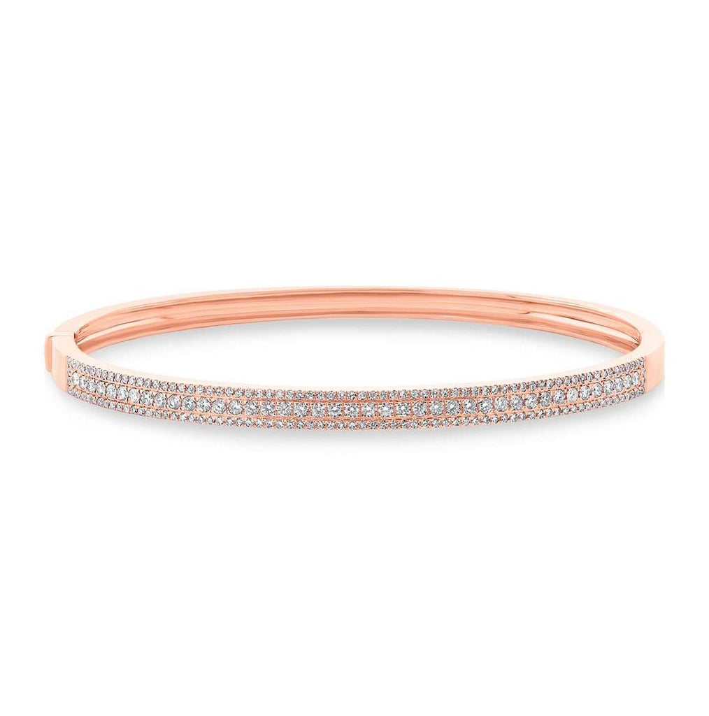 0.90 Ctw 14k Rose Gold Diamond Bangle Bracelet