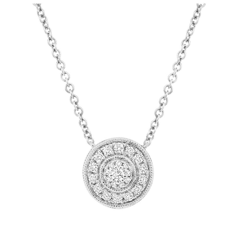 0.17 Ctw 14k White Gold Diamond Circle Necklace