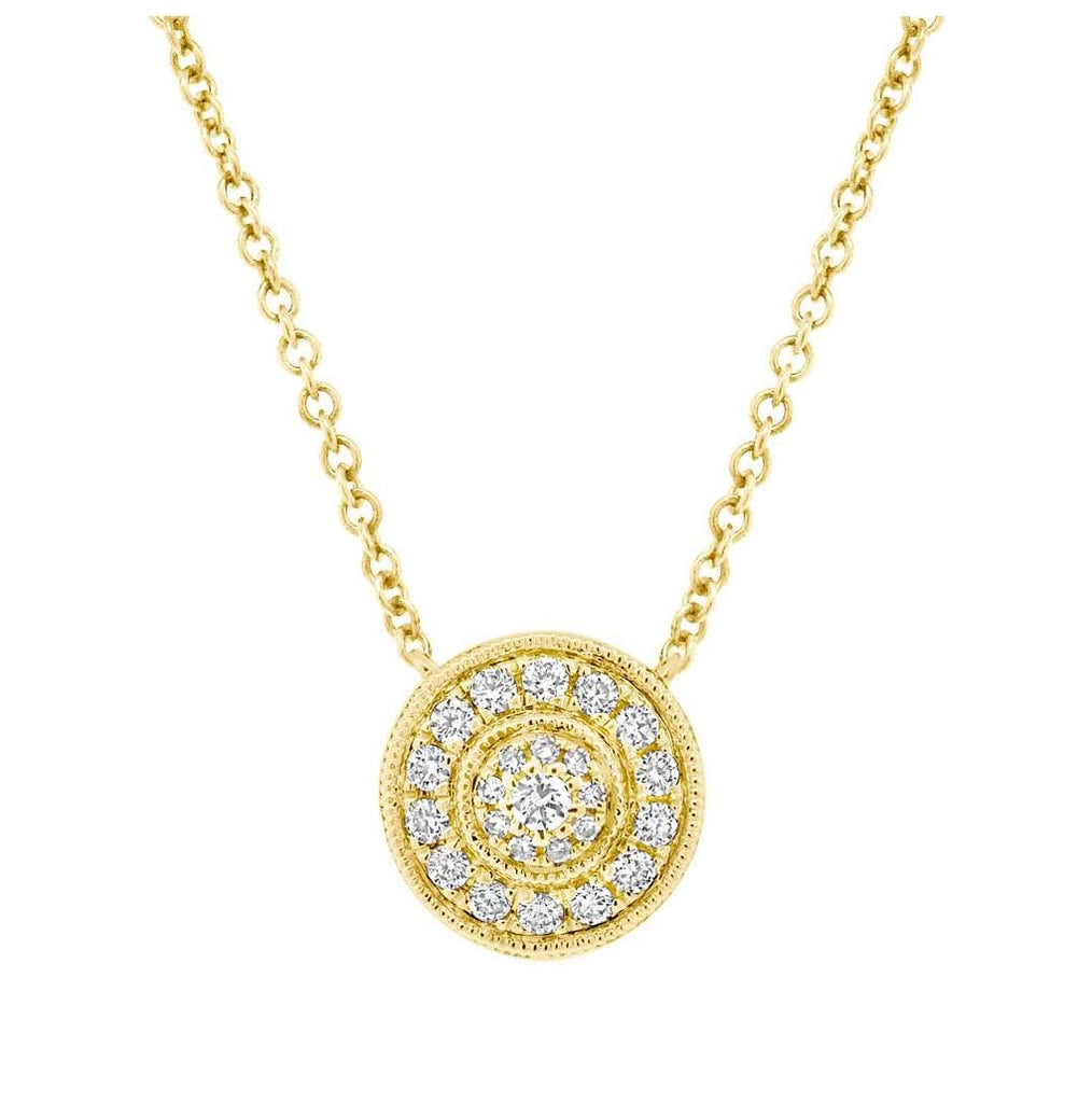 0.17 Ctw 14k Yellow Gold Diamond Circle Necklace