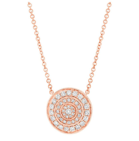 0.37 Ctw 14k Rose Gold Diamond Circle Necklace