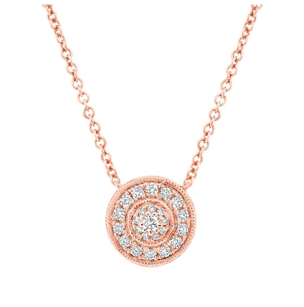 0.17 Ctw 14k Rose Gold Diamond Circle Necklace