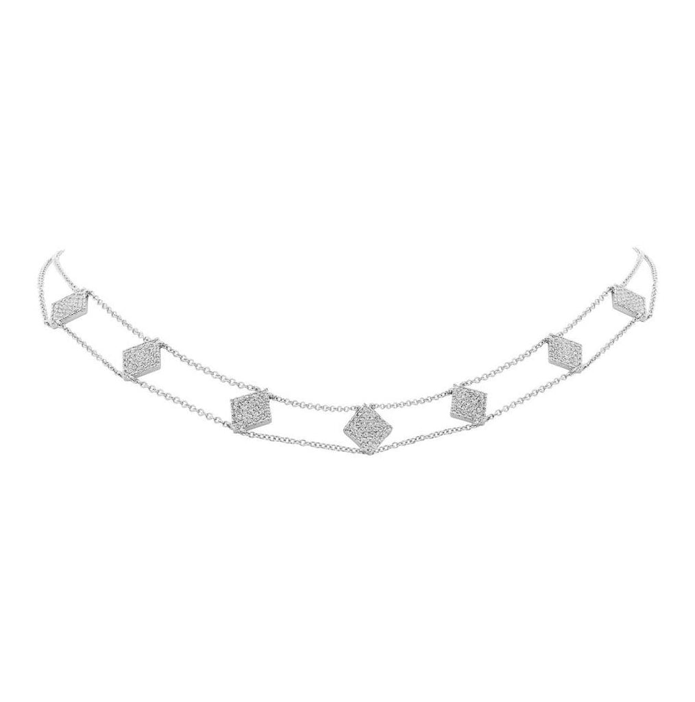 0.60 Ctw 14k White Gold Diamond Pave Choker Necklace