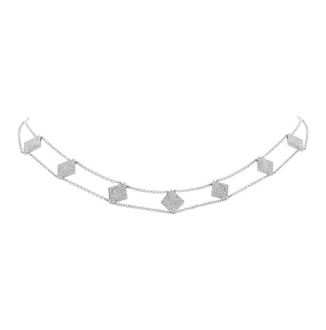 0.60 Ctw 14k White Gold Diamond Pave Choker Necklace