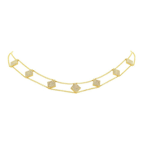 0.60 Ctw 14k Yellow Gold Diamond Pave Choker Necklace