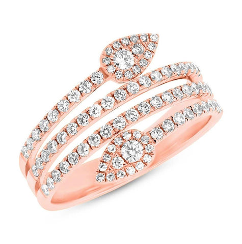 0.65 Ctw 14k Rose Gold Diamond Womens Ring