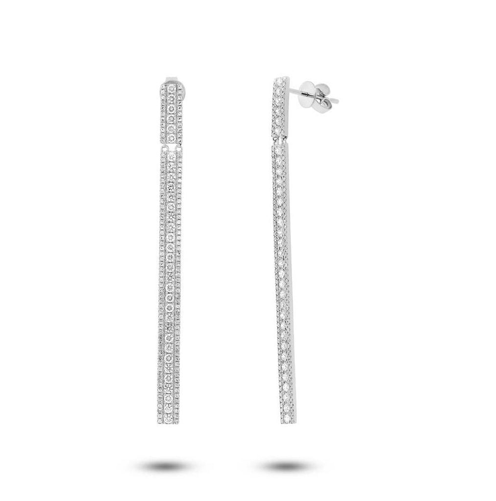 1.76 Ctw 14k White Gold Diamond Bar Earring