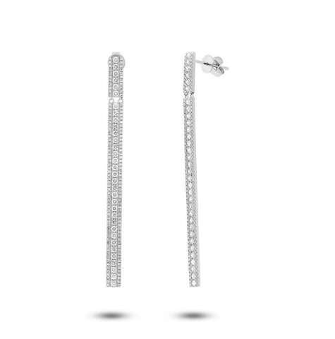 1.76 Ctw 14k White Gold Diamond Bar Earring