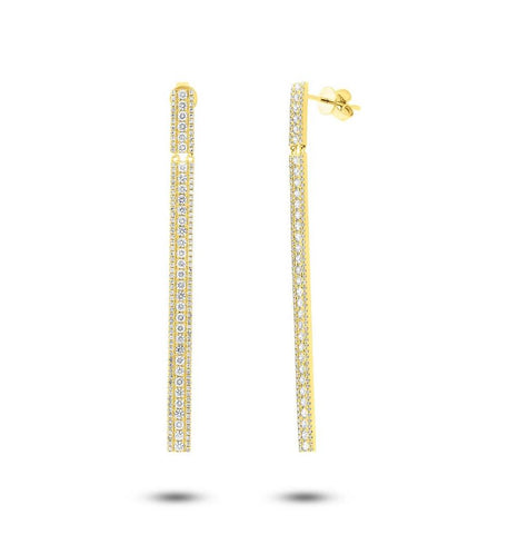 1.76 Ctw 14k Yellow Gold Diamond Bar Earring