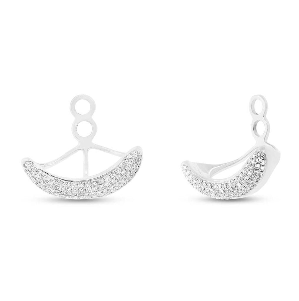 0.28 Ctw 14k White Gold Diamond Pave Crescent Earring Jacket