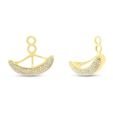 0.28 Ctw 14k Yellow Gold Diamond Pave Crescent Earring Jacket