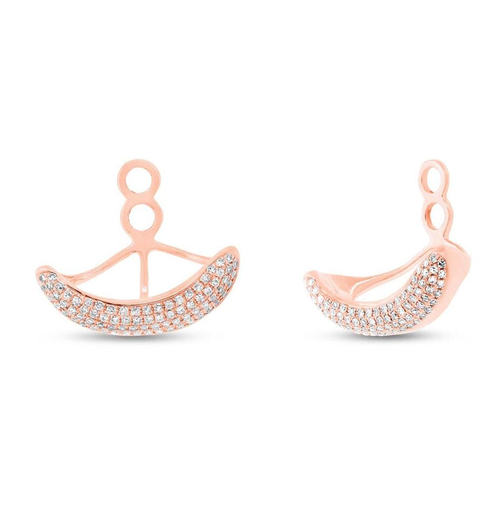 0.28 Ctw 14k Rose Gold Diamond Pave Crescent Earring Jacket