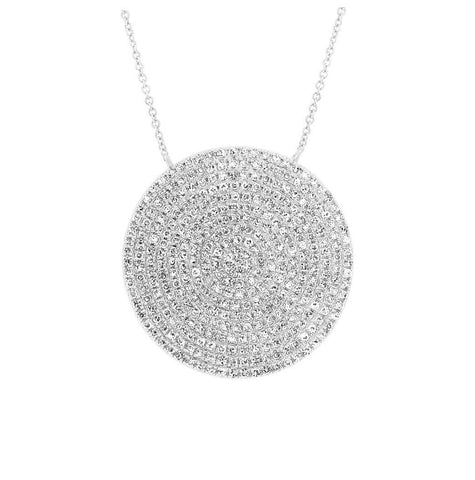 0.66 Ctw 14k White Gold Diamond Pave Circle Necklace