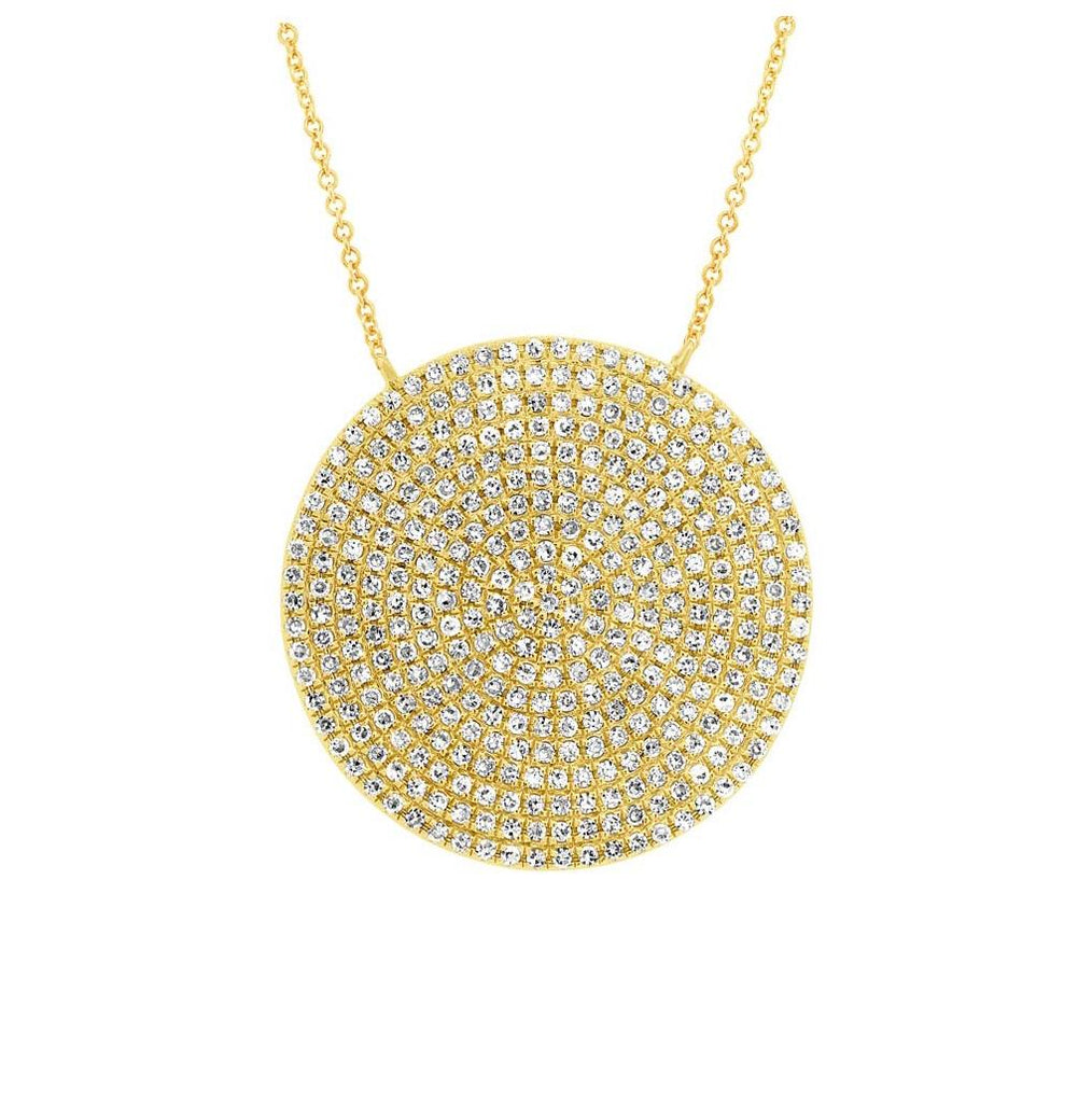 0.66 Ctw 14k Yellow Gold Diamond Pave Circle Necklace