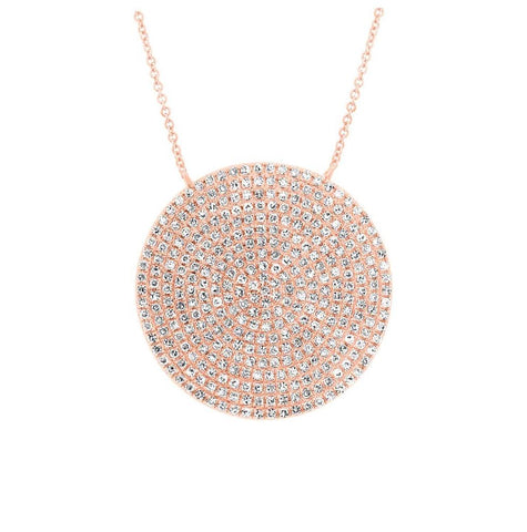 0.66 Ctw 14k Rose Gold Diamond Pave Circle Necklace