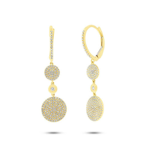 0.57 Ctw 14k Yellow Gold Diamond Pave Circle Earring