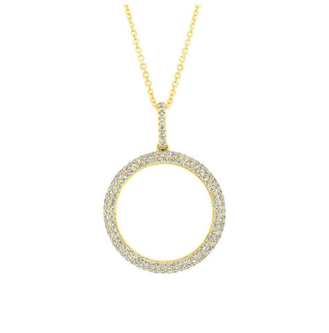 0.36 Ctw 14k Yellow Gold Diamond Pave "o" Necklace