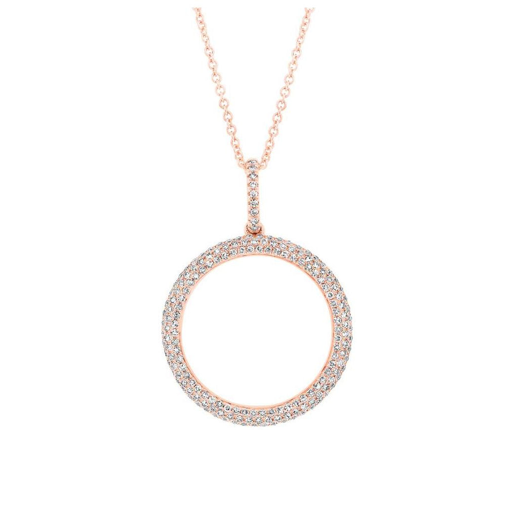 0.36 Ctw 14k Rose Gold Diamond Pave "o" Necklace