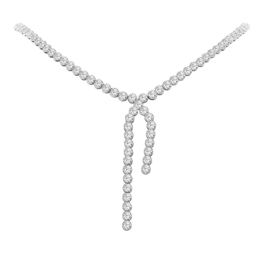 4.67 Ctw 14k White Gold Diamond Lariat Necklace