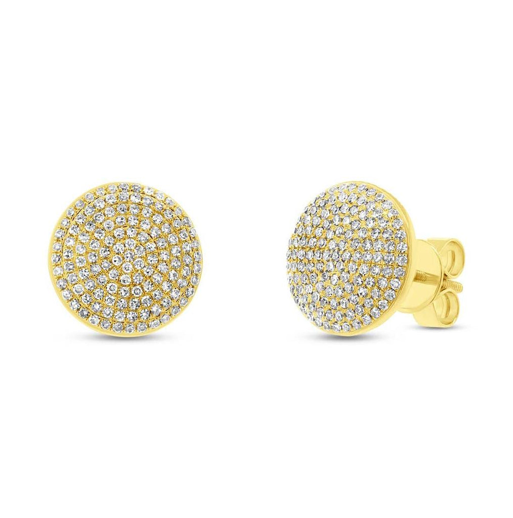 0.66 Ctw 14k Yellow Gold Diamond Pave Circle Stud Earring