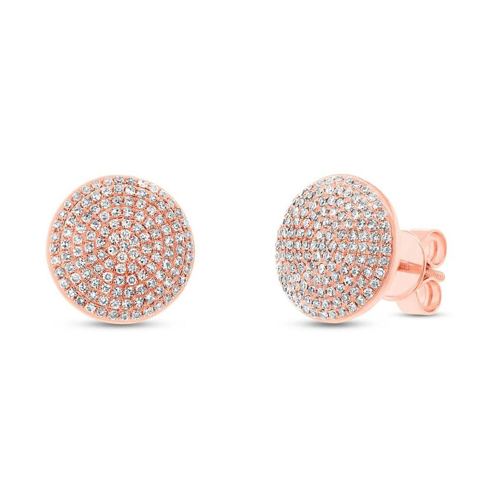 0.66 Ctw 14k Rose Gold Diamond Pave Circle Stud Earring