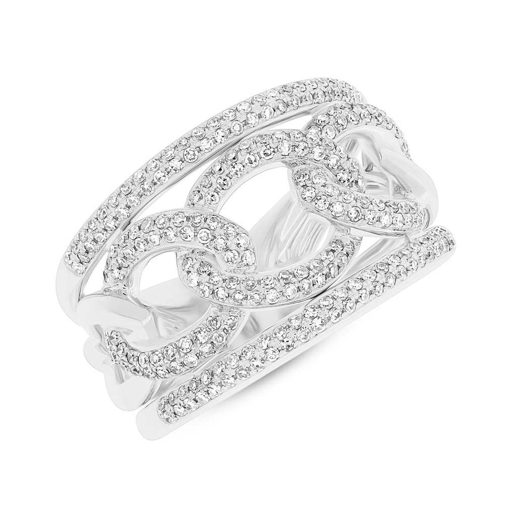 0.61 Ctw 14k White Gold Diamond Womens Link Ring