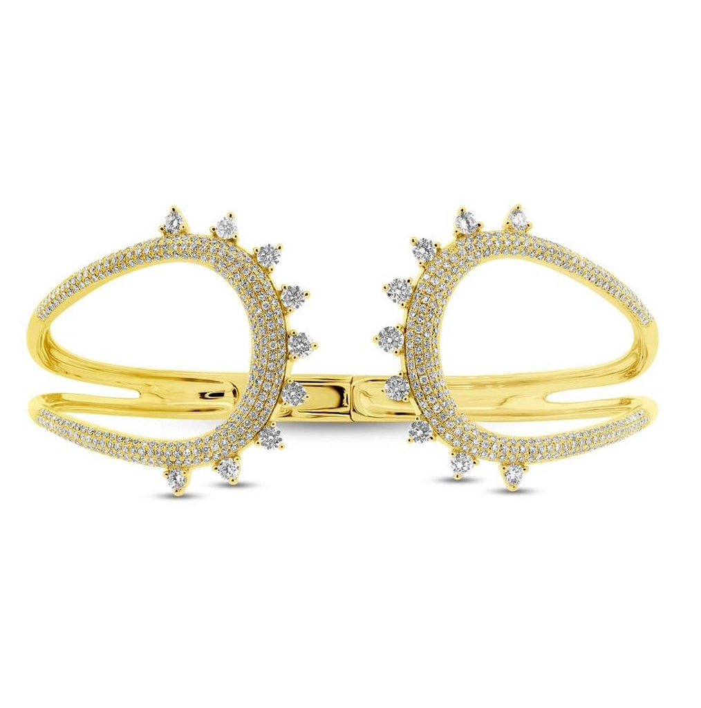 2.08 Ctw 14k Yellow Gold Diamond Bangle Bracelet