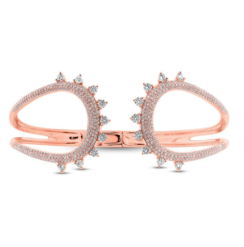 2.08 Ctw 14k Rose Gold Diamond Bangle Bracelet