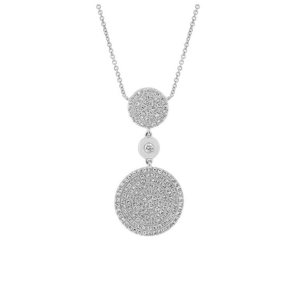 0.36 Ctw 14k White Gold Diamond Pave Circle Necklace