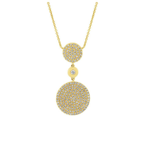 0.36 Ctw 14k Yellow Gold Diamond Pave Circle Necklace