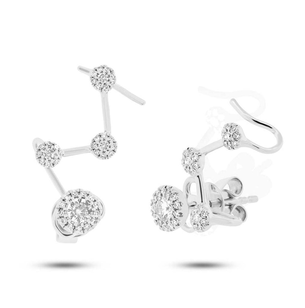 0.41 Ctw 14k White Gold Diamond Ear Crawler Earring