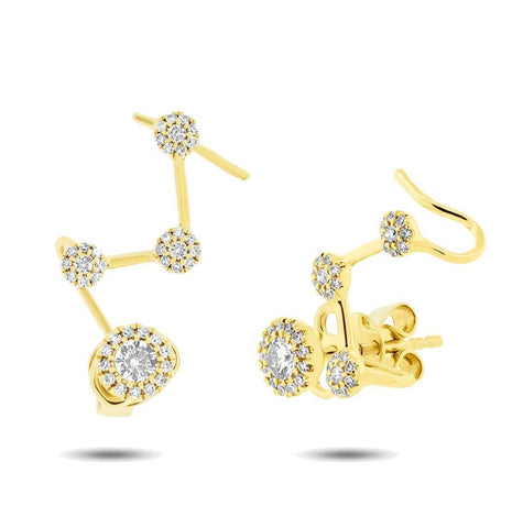 0.41 Ctw 14k Yellow Gold Diamond Ear Crawler Earring