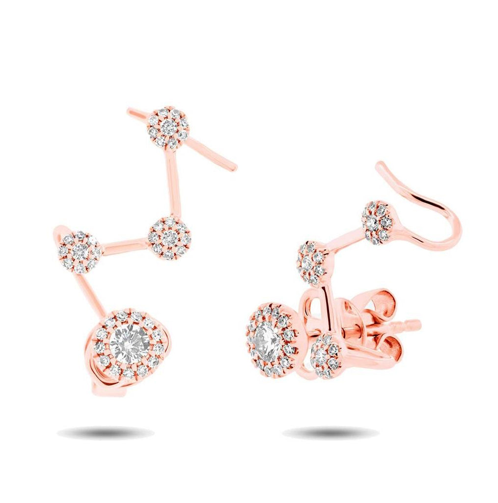 0.41 Ctw 14k Rose Gold Diamond Ear Crawler Earring