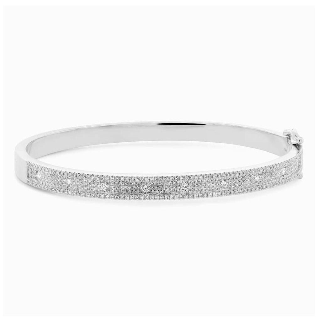 1.01 Ctw 14k White Gold Diamond Bangle Bracelet