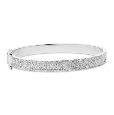 1.47 Ctw 14k White Gold Diamond Bangle Bracelet