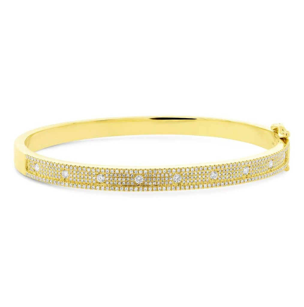 1.01 Ctw 14k Yellow Gold Diamond Bangle Bracelet