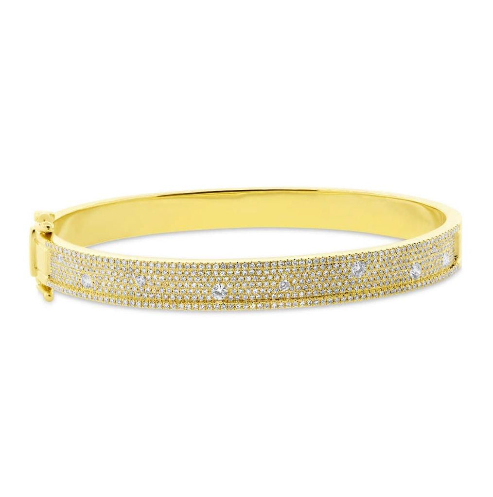 1.47 Ctw 14k Yellow Gold Diamond Bangle Bracelet