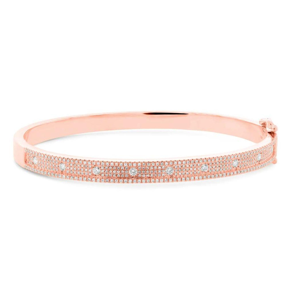 1.01 Ctw 14k Rose Gold Diamond Bangle Bracelet