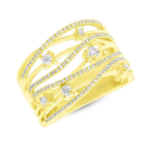 0.49 Ctw 14k Yellow Gold Diamond Bridge Ring