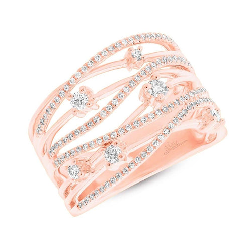0.49 Ctw 14k Rose Gold Diamond Bridge Ring