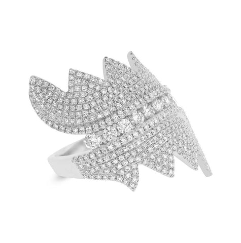 1.28 Ctw 14k White Gold Diamond Pave Womens Ring