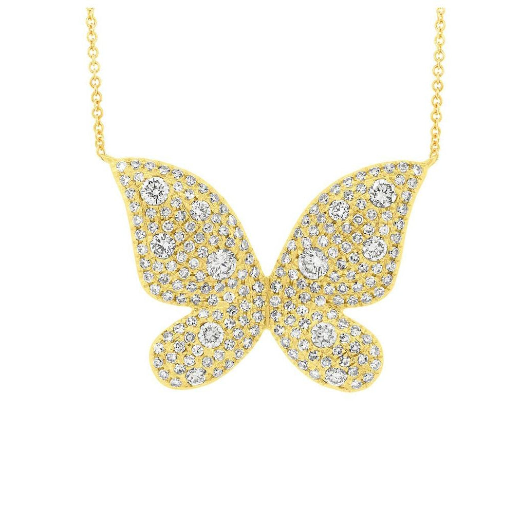 0.69 Ctw 14k Yellow Gold Diamond Butterfly Necklace