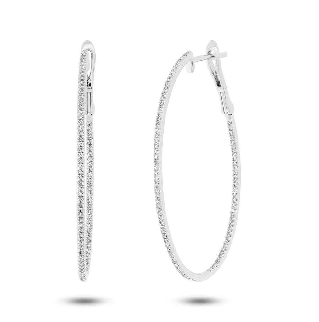 0.44 Ctw 14k White Gold Diamond Oval Hoop Earring